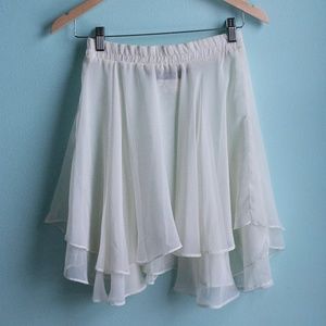 Vintage 80s Sheer Cream Flowy Mini Skirt